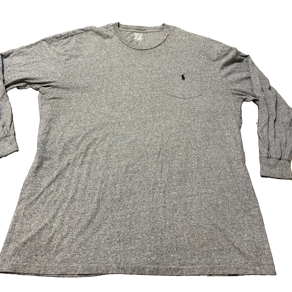 Polo Ralph Lauren Mens Grey Black Pony Long Sleeve Heather Pocket Soft XLT